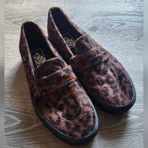 Vans Brown Leopard Slip-On Shoes 53 Loafer 8 9.5